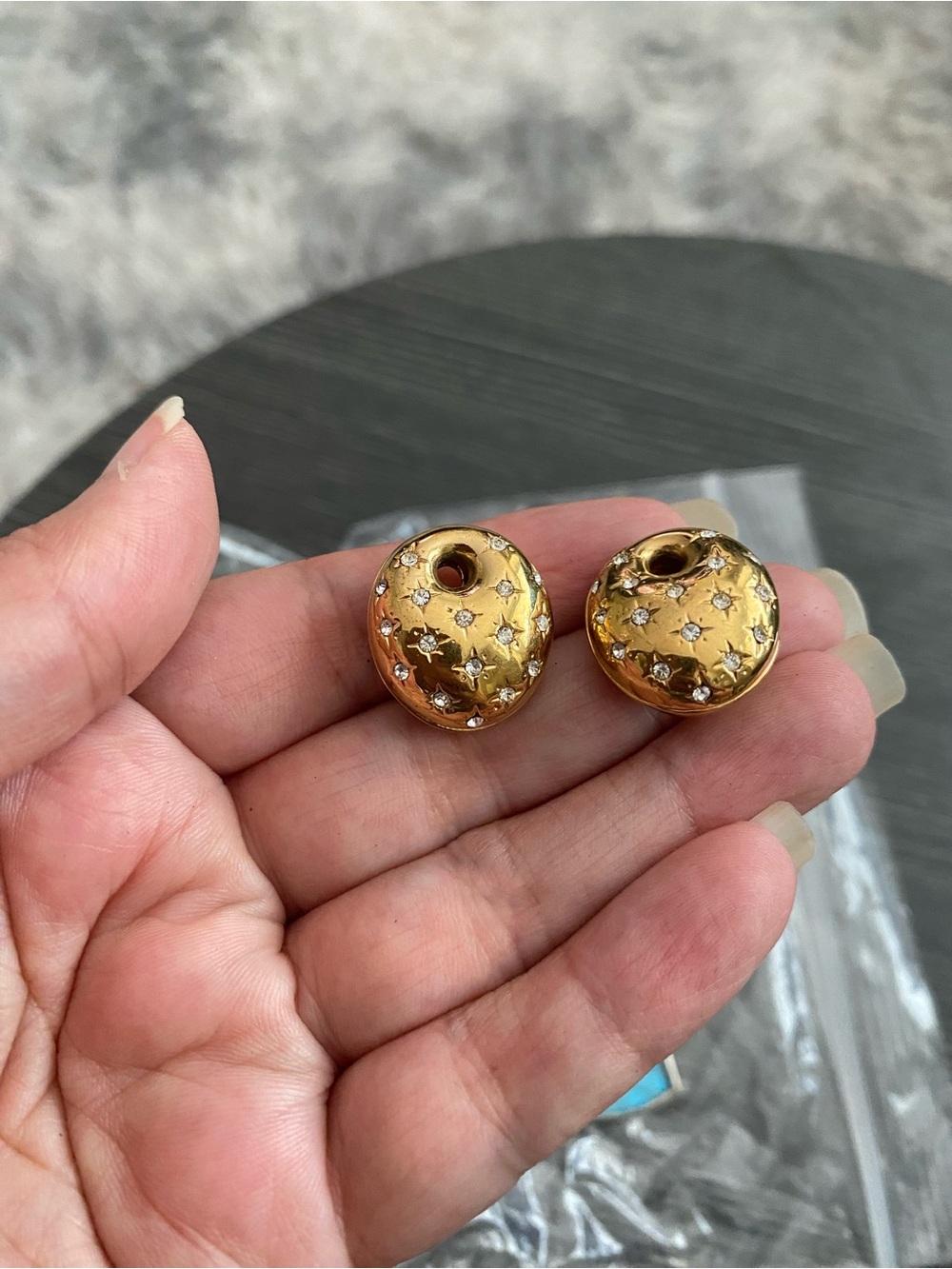 Buttler Gold-Tone Dome pendants with Star and Crystal Details